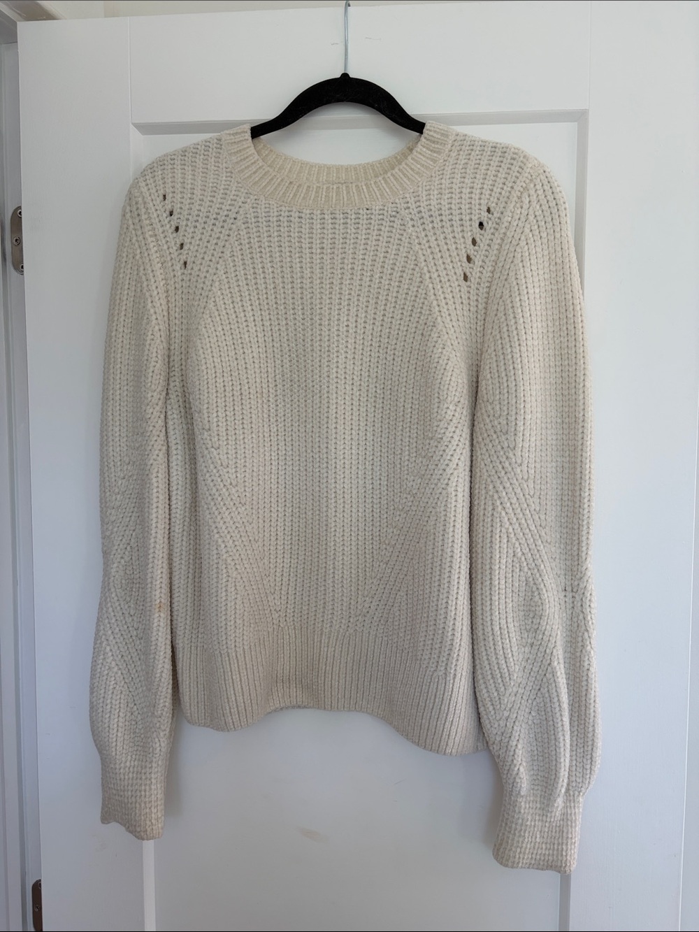 H&M Cream Ribbed Crewneck Sweater